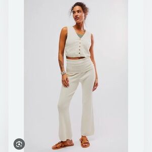 Free people cream knit pull on pants nwot large
